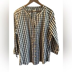 Anne Taylor Blouse, Black and White Checked, Size Medium